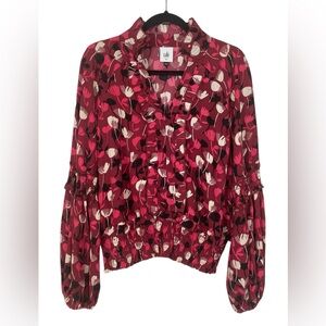 CAbi Red Floral Blouse